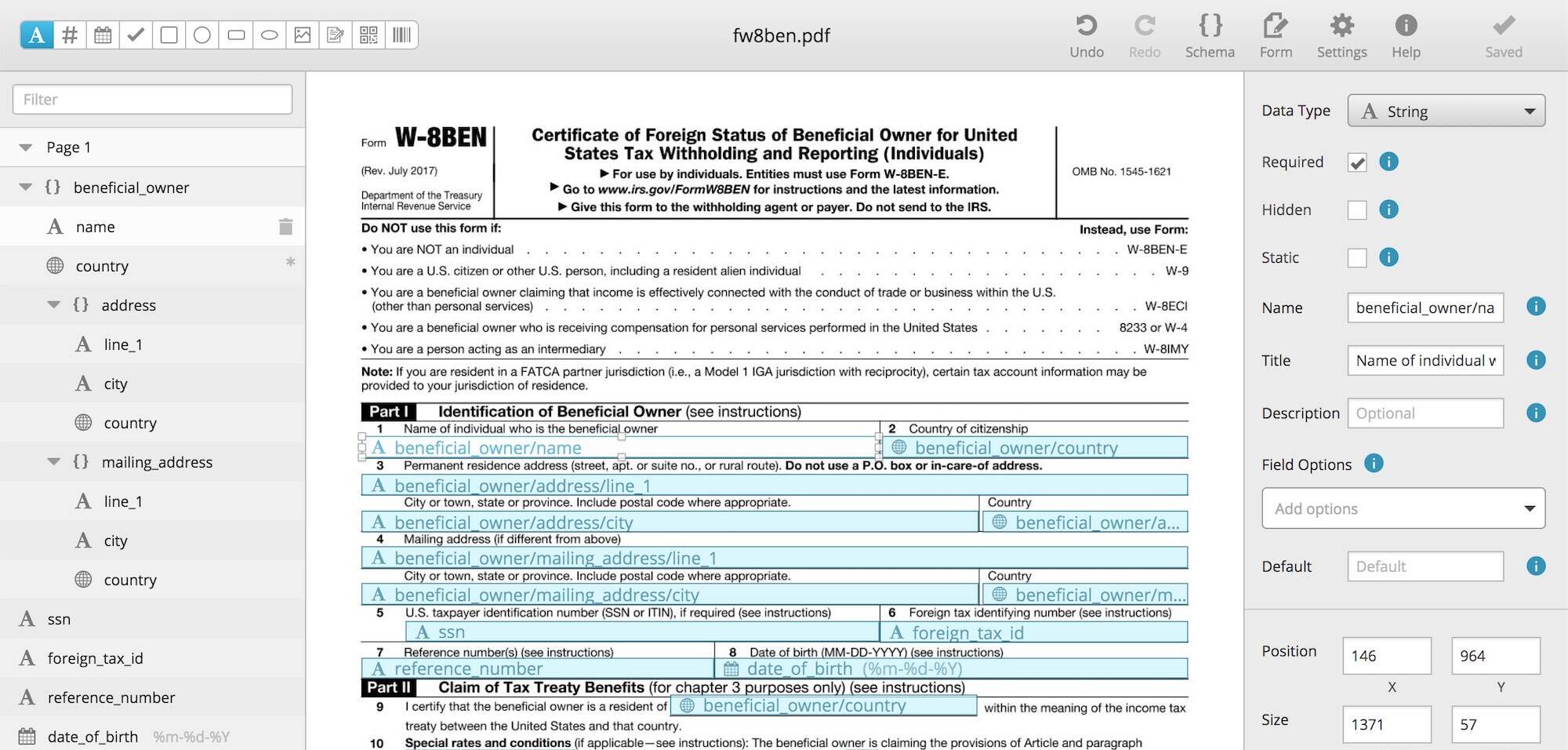 PDF Template Editor Screenshot